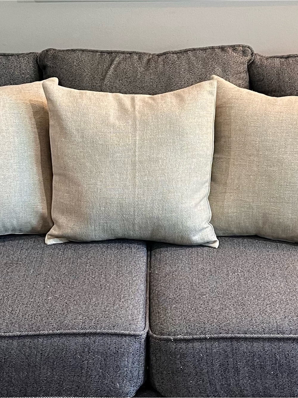 3 Neutral Cream Linen Farmhouse Throw Pillow Covers 20x20”- Home Accents